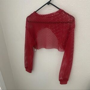Red Fishnet Crop Top